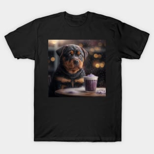 Rottweiler Puppy Snowy Art T-Shirt